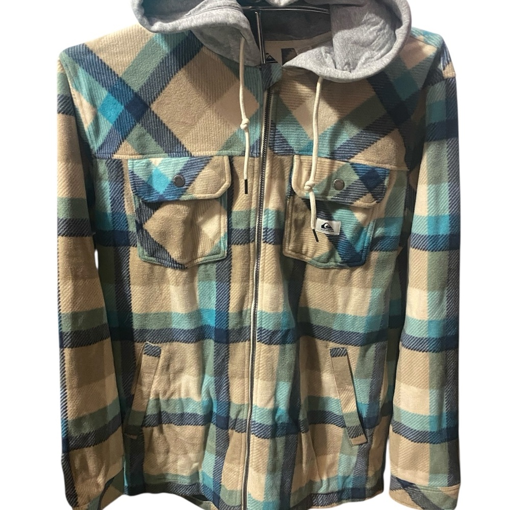 Quiksilver Gray and Teal Hooded Jacket